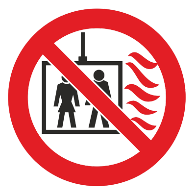 Знак - Пользование лифтом во время пожара запрещено Р-44